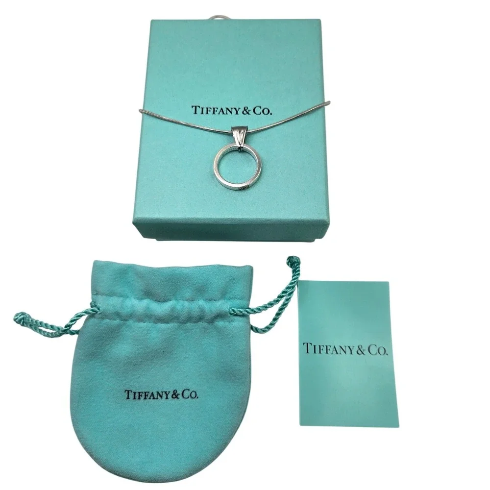 Tiffany Co Sterling Silver Atlas Ring Size 5 On Unbranded Chain